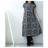 甘さを抑えたドット柄フレンチスリーブAラインワンピース レディース ファッション | Sawa a la mode | 詳細画像7