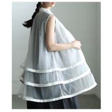 揺れて惹き付けるノースリーブシアーティアードブラウス レディース ファッション | Sawa a la mode | 詳細画像16