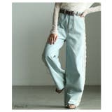 女性らしく彩るサイドレース12オンスデニムワイドパンツ レディース ファッション | Sawa a la mode | 詳細画像2 