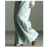 女性らしく彩るサイドレース12オンスデニムワイドパンツ レディース ファッション | Sawa a la mode | 詳細画像8 