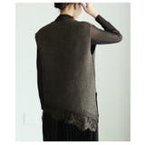 重ねるだけで華やぐレース切替アシメニットベスト レディース トップス | Sawa a la mode | 詳細画像14 