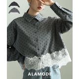 クラシカルに映えるフロッキードット裾レースシャツ レディース トップス | Sawa a la mode | 詳細画像1