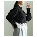クラシカルに映えるフロッキードット裾レースシャツ レディース トップス | Sawa a la mode | 詳細画像15