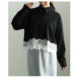 クラシカルに映えるフロッキードット裾レースシャツ レディース トップス | Sawa a la mode | 詳細画像18