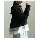 クラシカルに映えるフロッキードット裾レースシャツ レディース トップス | Sawa a la mode | 詳細画像19
