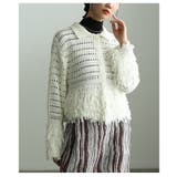 オフホワイト | 洗練されたスタイルを生み出すメッシュフリンジニットカーディガン レディース ファ… | Sawa a la mode