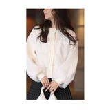 アイボリー | 重なるシアーオーガンジーのクルーネックニットカーディガン レディース ファッション | Sawa a la mode