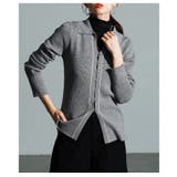 チャコール | 知的な大人ムード漂う配色ラインリブニットポロカーディガン レディース ファッショ… | Sawa a la mode