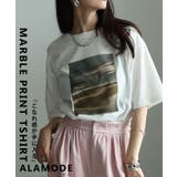 オフホワイト | ひんやり心地よい接触冷感&UVマーブルプリントTシャツ レディース ファッション | Sawa a la mode