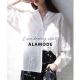 オフホワイト | 綺麗めに纏まるパンチングレースオープンカラーシャツ レディース ファッション | Sawa a la mode