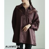 ボルドー | 艶めき纏うレース切替サテンブラウス レディース トップス | Sawa a la mode