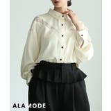 アイボリー | 艶めき纏うレース切替サテンブラウス レディース トップス | Sawa a la mode