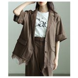 ブラウン | 自然に華やぐ裾レースリネンライクテーラードジャケット レディース ファッション | Sawa a la mode
