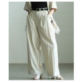 アイボリー | 自然に華やぐ裾レースリネンライクワイドパンツ レディース ファッション | Sawa a la mode
