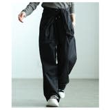ブラック | 着こなし変えるウエスト巻き2wayワイドジョガーパンツ レディース ファッション | Sawa a la mode
