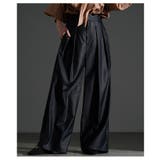 ブラック | 大人スパイス効かすフェイクレザータックワイドパンツ レディース ファッション | Sawa a la mode