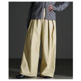 イエロー | 大人スパイス効かすフェイクレザータックワイドパンツ レディース ファッション | Sawa a la mode