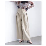 ベージュ | 穿くだけで美脚見えするツータックスラックスハイウエストパンツ レディース | Sawa a la mode