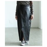 ブラック | エッジなのに上品なフェイクレザーIラインスカート レディース ファッション | Sawa a la mode