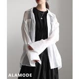 オフホワイト | 透け感が魅力のシアーワッシャービッグカフスシャツ レディース トップス | Sawa a la mode