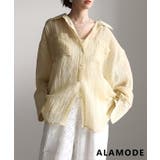 イエロー | 透け感が魅力のシアーワッシャービッグカフスシャツ レディース トップス | Sawa a la mode