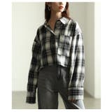 ブラック | 暖かみを感じる起毛チェックショート丈ポケットシャツ レディース ファッション | Sawa a la mode