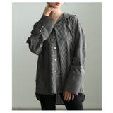 ブラック | ラフ感漂うチェック柄フーディーオーバーシャツ レディース ファッション | Sawa a la mode