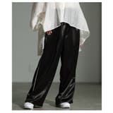 ブラック | 格上げするサイドラインサテンイージーワイドパンツ レディース ファッション | Sawa a la mode