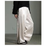アイボリー | 格上げするサイドラインサテンイージーワイドパンツ レディース ファッション | Sawa a la mode
