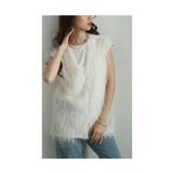 アイボリー | トレンドライクなフリンジカットソーフロントホックベスト レディース ファッション | Sawa a la mode