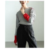 グレー | コーデのアクセントになるバイカラースリーブプリーツトップス レディース | Sawa a la mode