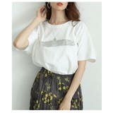 オフホワイト | ヴィンテージな風合いを愉しむペイント箔オーバーサイズTシャツ レディース | Sawa a la mode