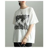 オフホワイト | リッチに華やぐレース柄フロッキープリントTシャツ レディース ファッション | Sawa a la mode