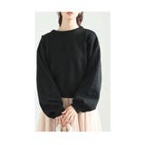 ブラック | ふわり柔らかなウールタッチリボン付きプルオーバー レディース ファッション | Sawa a la mode