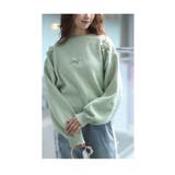 グリーン | ふわり柔らかなウールタッチリボン付きプルオーバー レディース ファッション | Sawa a la mode