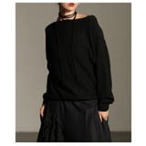 ブラック | 2wayで楽しめるオフショルチョーカー付きニットプルオーバー レディース | Sawa a la mode