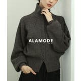 チャコール | 着こなし自在のハイネックニットカーディガン レディース トップス | Sawa a la mode