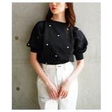 ブラック | 大人ガーリーなハート柄ボリュームスリーブニットトップス レディース ファッション | Sawa a la mode