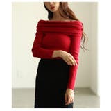 レッド | デコルテ美人へ導くオフショルニットプルオーバー レディース ファッション | Sawa a la mode