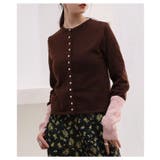 ブラウン | ディテールに拘った配色スリーブニットカーディガン レディース ファッション | Sawa a la mode