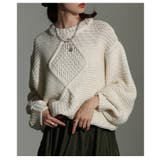 アイボリー | ざっくり編みの表情が魅力なフロントダイヤ柄ローゲージニットトップス レディース | Sawa a la mode