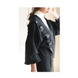 ブラック | リボンを編みこんだふんわり袖ニットカーディガン レディース ファッション | Sawa a la mode