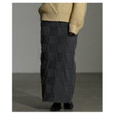 杢グレー | 惹き込まれる陰影纏うエンボスチェックニットスカート レディース ファッション | Sawa a la mode