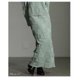 ミントグリーン | 惹き込まれる陰影纏うエンボスチェックニットスカート レディース ファッション | Sawa a la mode