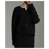 ブラック | スタイルが研ぎ澄まされるエンボスチェックニットカーディガン レディース | Sawa a la mode