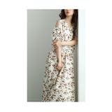アイボリー | レトロで可愛い花が舞う肩あきリボンスリーブカシュクールワンピース レディース | Sawa a la mode