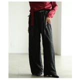 ブラウン | 光と影が描くウエストリボンジャガードワイドパンツ レディース ファッション | Sawa a la mode