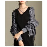 グレー | 品格を落とし込んだ裾ドロストジップアップサテンブルゾン レディース ファッション | Sawa a la mode