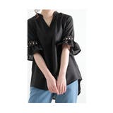 ブラック | 大人可愛い丸レースのフレアスリーブシャツブラウス レディース ファッション | Sawa a la mode