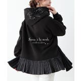 ブラック | 裾プリーツと花モチーフが上品な大人可愛いスウェット レディース ファッション | Sawa a la mode